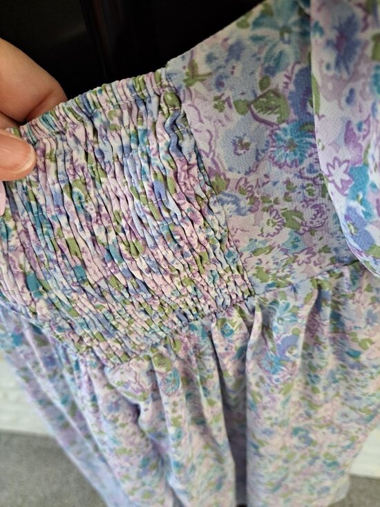 Storia Floral Puff Short Sleeve Midi-mini Dress  Smocked  Square Neck Small - Picture 7 of 15